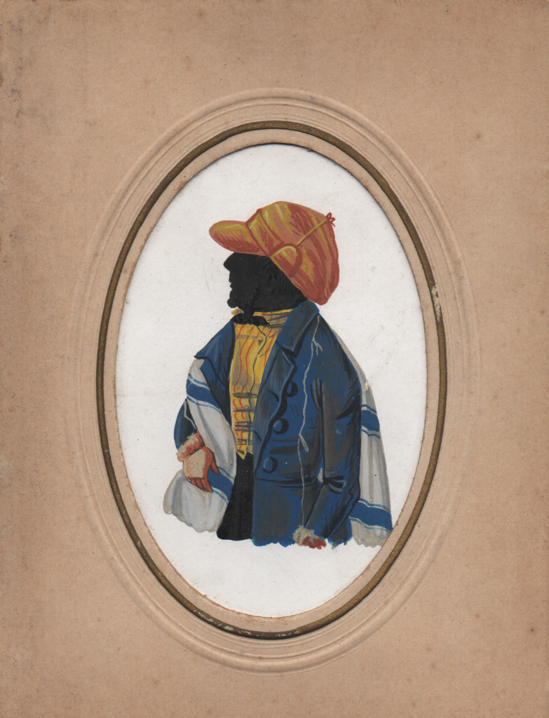 Der jüdische Geldverleiher Baruch (späterer Name Baumann) half Erlanger Studenten aus finanziellen Verlegenheiten. Ob eine Beziehung zum Geldverleiher Baruch Hirschfeld in Gransee/Brandenburg besteht, einer Romanfigur von Theodor Fontane (Der Stechlin), ist nicht bekannt. Dargestellt ist er mit Tallit und die Silhouette dürfte um 1850 entstanden sind. Sie ist Teil des Silhouettenalbums von Theodor Merz Onoldiae. Archiv des Corps Onoldia Erlangen