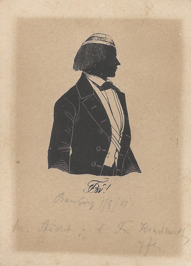 Über Christof Sticht war bislang nichts über die Angaben in der KCL hinaus herauszufinden. Er studierte in München und wurde 1851 in die Bavaria recipiert. Später wanderte er in die USA aus und war Farmbesitzer. Die Silhouette ist gewidmet „Bamberg 1/9/51 - Ch. Sticht s/m l. Fr. Krackhardt zfE." Ehemals Sammlung Robert Soppa Saxoniae Konstanz