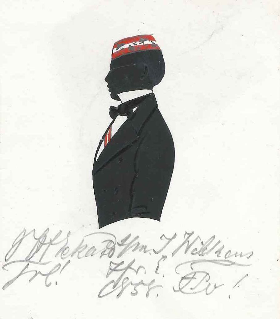 Johann Victor Ferdinand Eckard kam in Glückstadt als Sohn des Kammerjunkers und späteren Obergerichtsrats Friedrich Albrecht Eckhard und dessen Ehefrau Mathilde Magdalene Theodore Charlotte von Levetzow zur Welt. Er immatrikulierte sich am 4. November 1857 als stud. iur. an der Universität zu Kiel und trat der Holsatia bei, in die er im folgenden Jahr rezipiert wurde. Einmal war er Consenior, bevor er die Universität gen Göttingen wechselte, wo er sich am 29. Oktober 1859 einschrieb. Er wurde 1860 nochmals bei Brunsviga aktiv. Nach dem Studium heiratete er Juliane Witte und war als Oberregierungsrat tätig. Er verstarb am 21. Februar 1907 in Bad Karlshafen. Die Silhouette ist gewidmet "??? Eckhard [Z!] s/m J. Wildhaus [Z!] - zfr. E. - 1858." Kölner Privatsammlung.