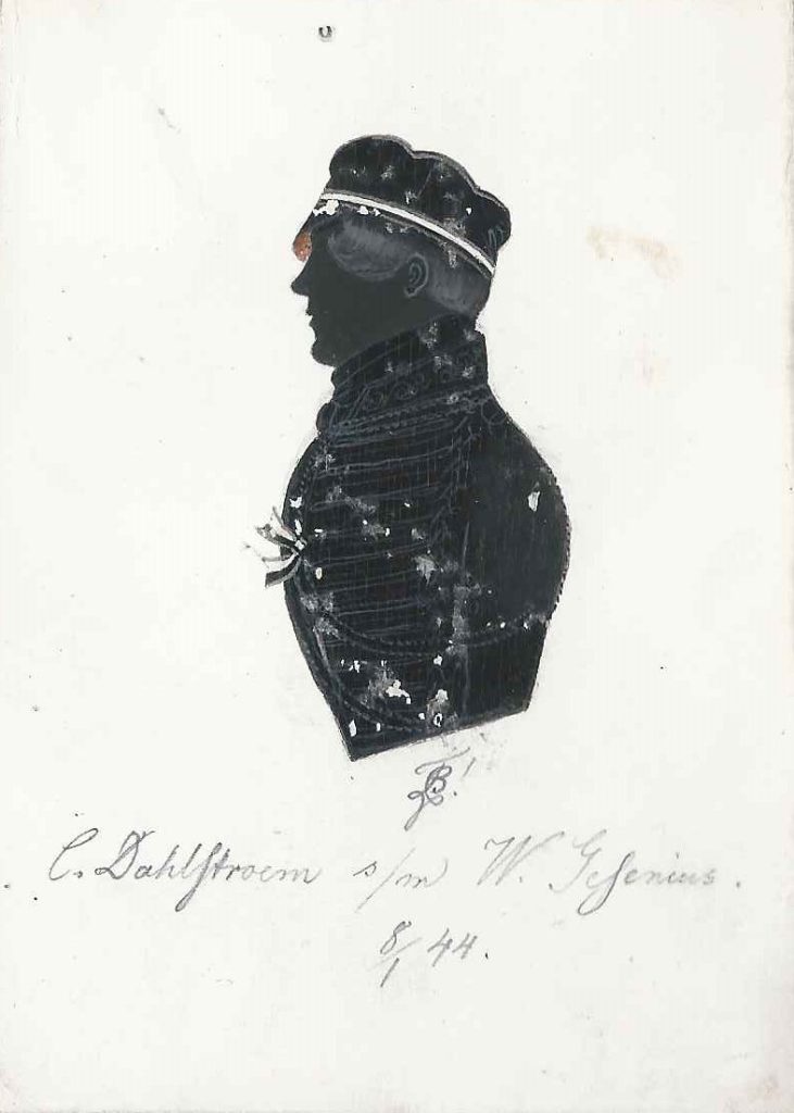 Carl August Eduard Wilhelm Dahlström wurde am 20. November 1822 in Merseburg als Sohn des königlichen Rentamtmanns Johann Carl Dahlström und dessen Ehefrau Caroline Ernestine Klunger geboren. Er immatrikulierte sich an der Universität in Halle als stud. iur. und trat der Borussia bei, in die er 1844 rezipiert wurde. Einmal war Dahlsträm Drittchargierter und wurde später zum Ehrenmitglied des Corps ernannt. Er heiratete Marie Siderer, war als königlicher Ökonomierat tätig und verstarb am 24. August 1904 in Neu-Ruppin. Leipziger Privatsammlung.